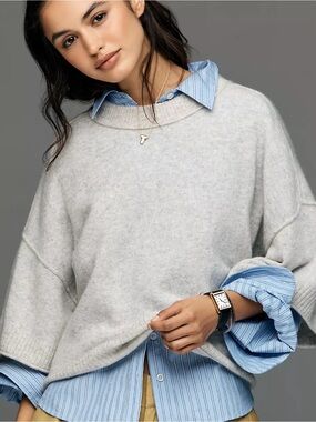 Anthropologie Goldie 100% Cashmere Sweater - grey – small